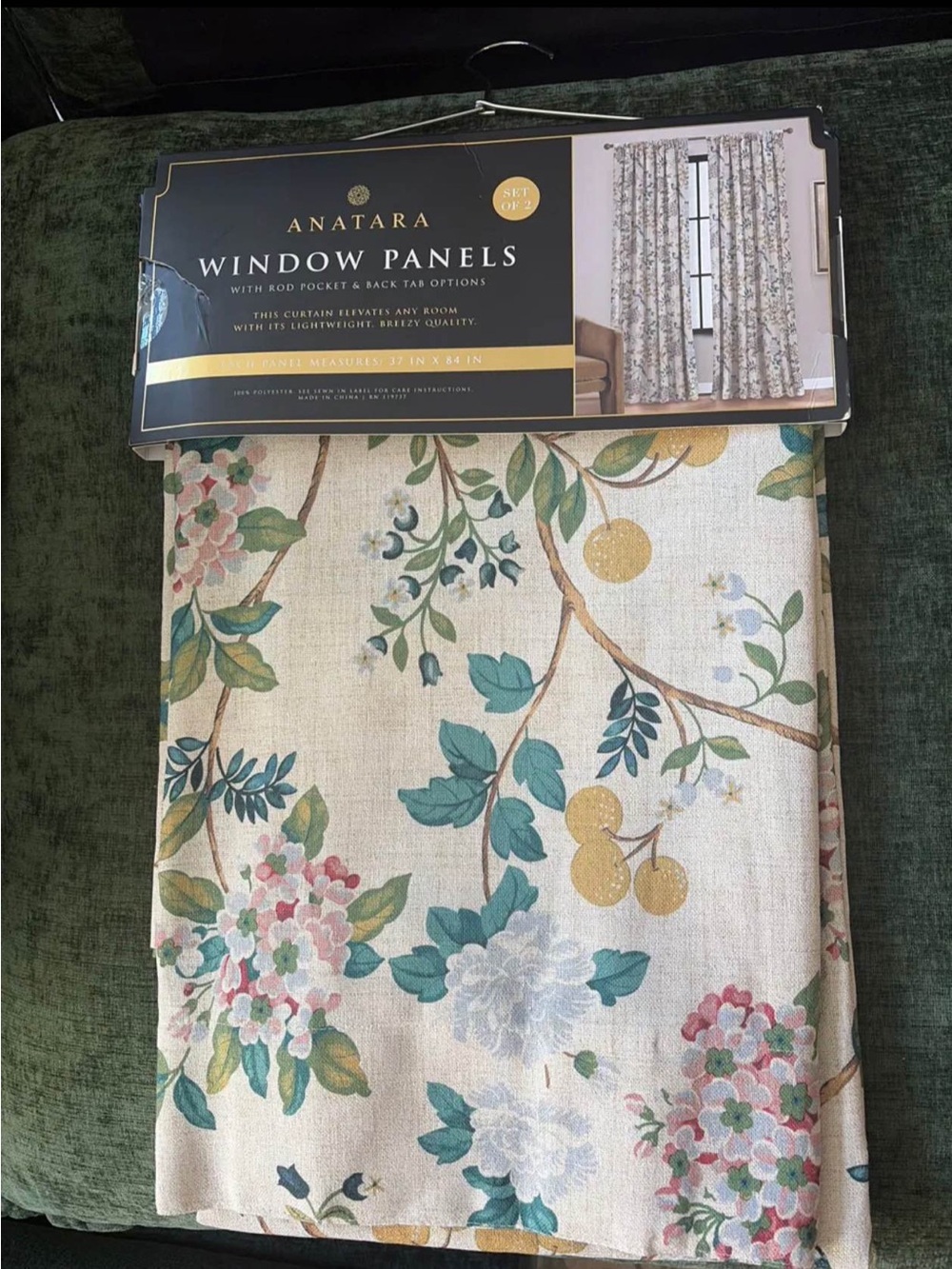 Floral Window Panels in Multicolor - Set of 2